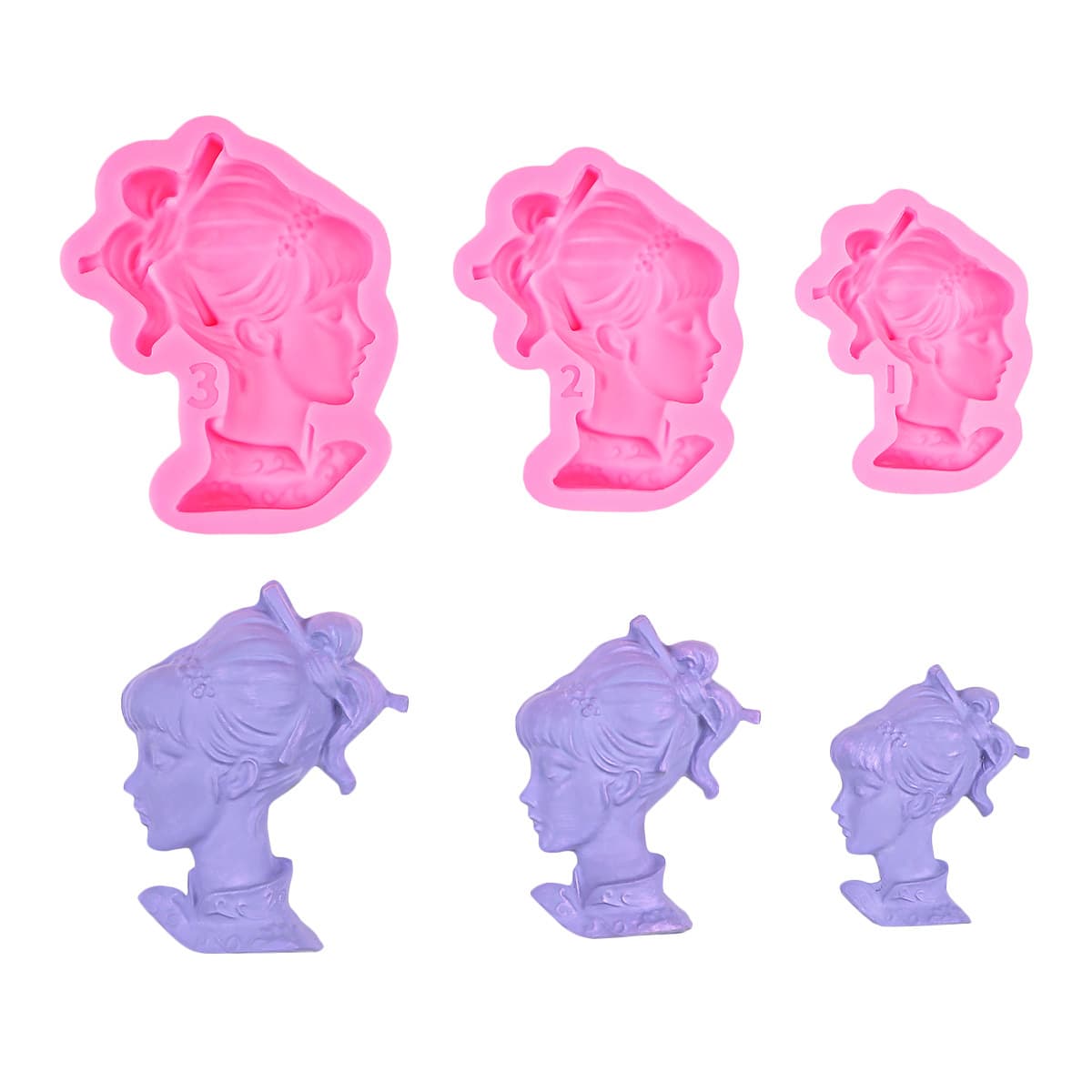 Large, Medium, Small Girl Figure Silicone Mold for Baking, Fondant, Cake, Epoxy Resin, Aromatherapy, and Plaster
