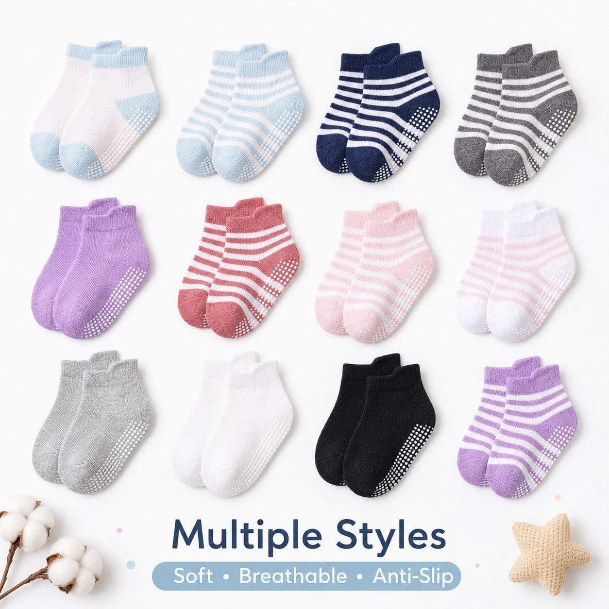 Amazon Anti-Slip Dot Grip Kids Socks Spring Summer Autumn Cotton Boat Socks for Baby Boys and Children