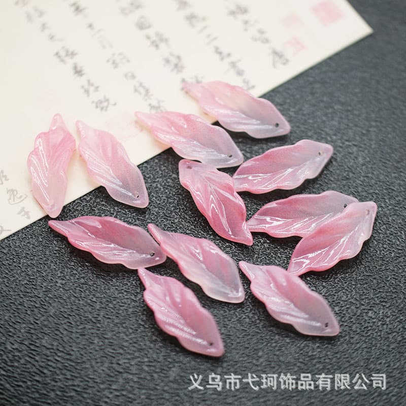 Loose Beads New Style Glass Petals Long Leaves Sea Grass Leaves 12*34mm DIY Vintage Hairpin Accessories