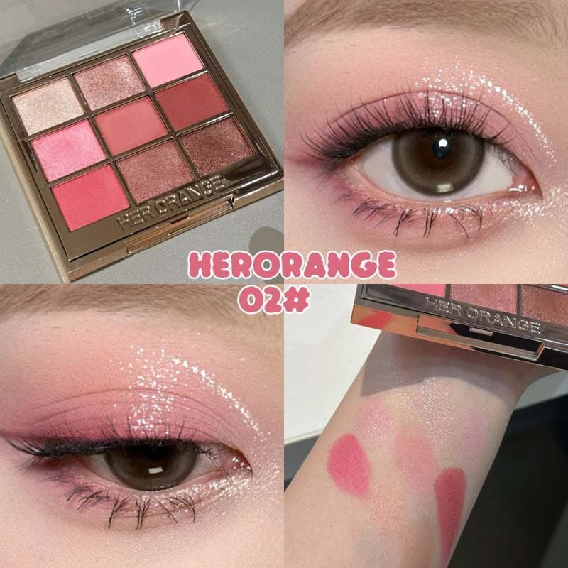 HERORANGE Luxury Nine-Color Eyeshadow Palette with Pearl, Matte, and Fine Shimmer, Long-Lasting, High Pigment, Not Easy to Powder, All-in-One Eyeshadow