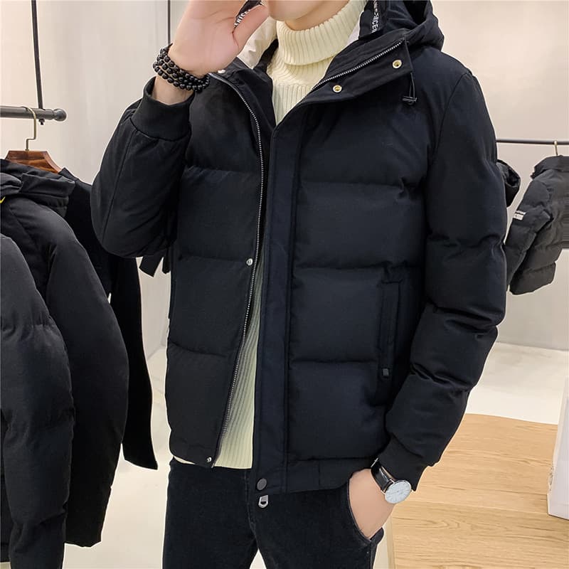 Men's Winter Cotton Jacket Trendy Korean Style Padded Coat Thick Warm Hooded Casual Outerwear
