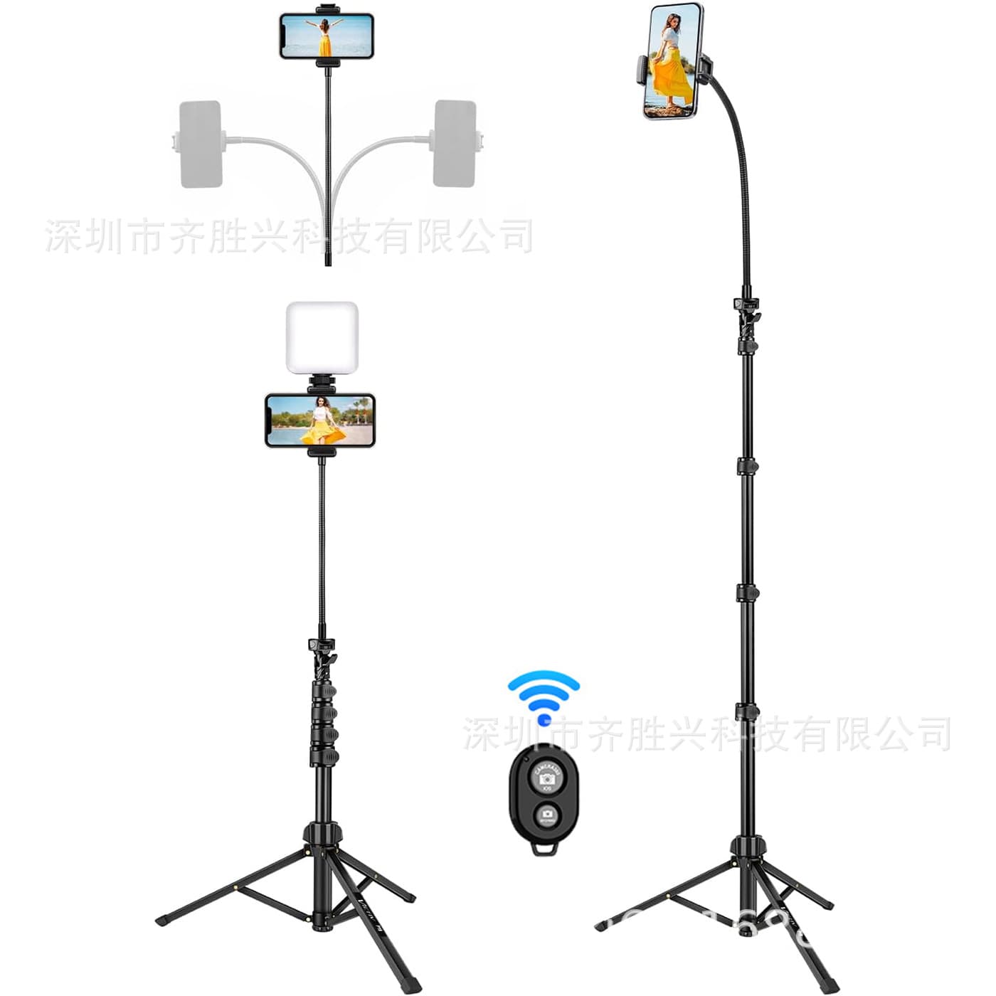 New Handheld Tripod Height 1.6m Aluminum Alloy Selfie Stick Plate Buckle Stand Floor Soft Tube Smartphone Stand