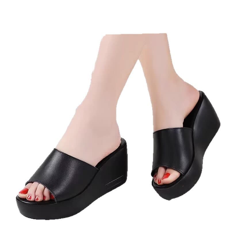 High Heel Slippers for Women 2025 New Summer Elevated Sandals Middle-Aged Mother Shoes Sandals