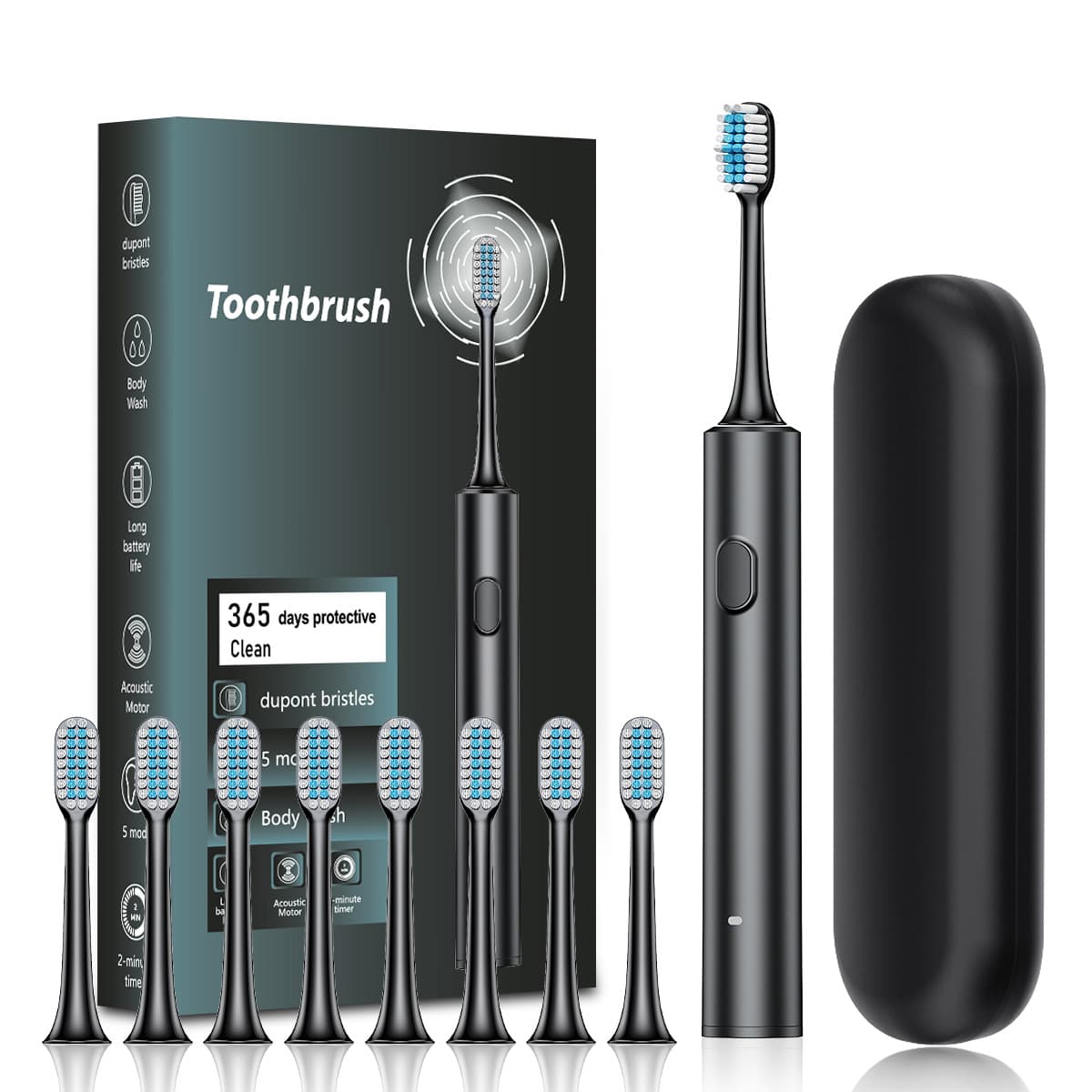 New Cross-Border Adult Sonic Electric Toothbrush Travel Case Set Couple Home Use Soft Bristle Waterproof Electric Toothbrush
