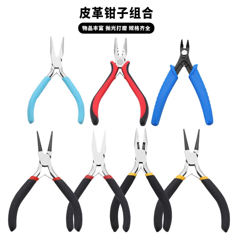 Red and black plastic handle pliers diy pointed nose pliers diagonal vise curved nose pliers flat top cutting pliers without teeth