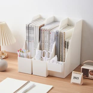 Desktop Office File Organizer Plastic Japanese-Style Storage Solution Book Storage Box Wholesale Sorting Rack Bookend