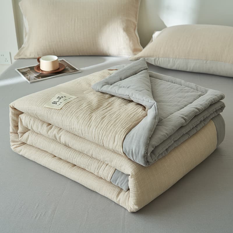 2025 New Style Category A Double-Layer Gauze High-Quality Soybean Summer Cool Quilt, Air Conditioning Quilt Four-Piece Set