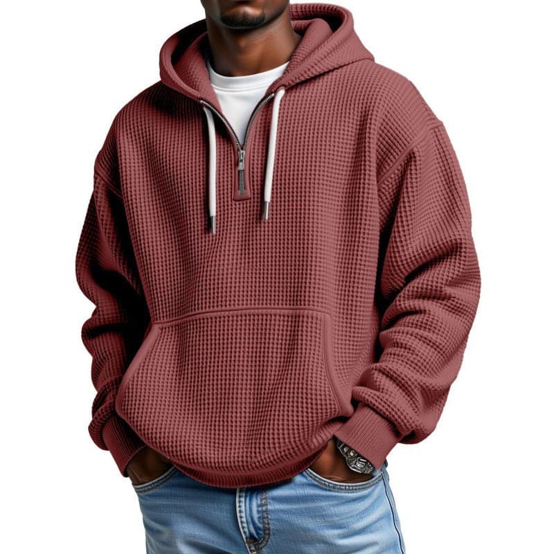 2026 New Amazon Popular Men's Hooded Sweatshirt 3D Printed Men's Double Hood Zipper Sweatshirt Men's Waffle