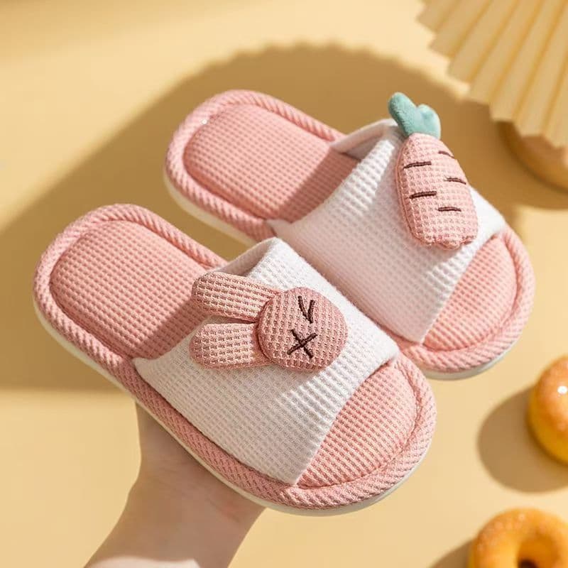 Children's Linen Slippers, Spring and Autumn, Indoor Anti-Slip for Girls, Toddler, Baby, Cotton Linen, Four Seasons, Boys, Middle and Older Children