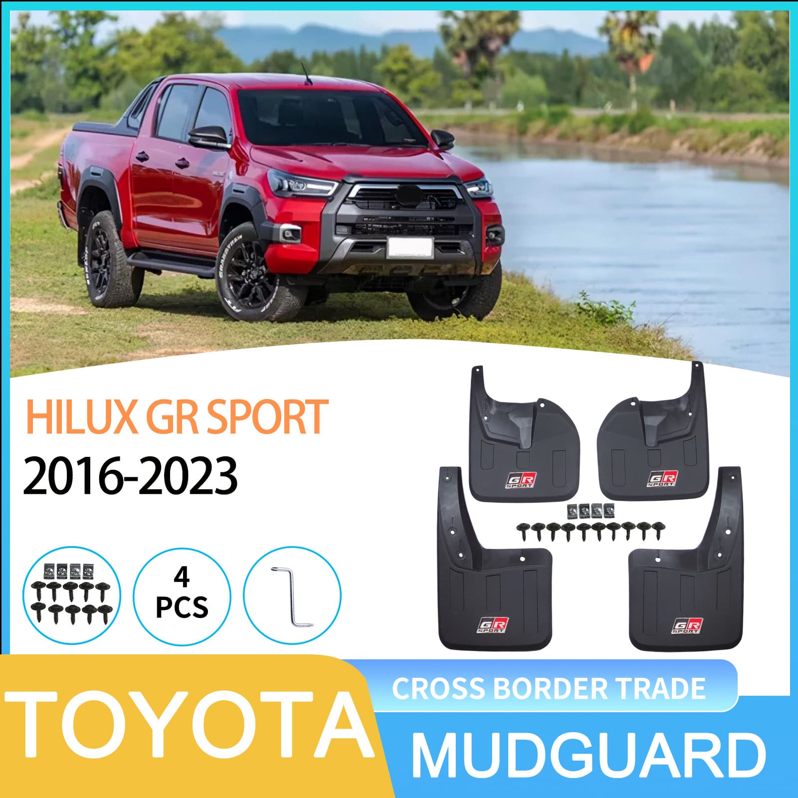 Fender Mud Flaps for Hilux GR Sport 2016-2023 Cross-border Auto Parts Drop Shipping