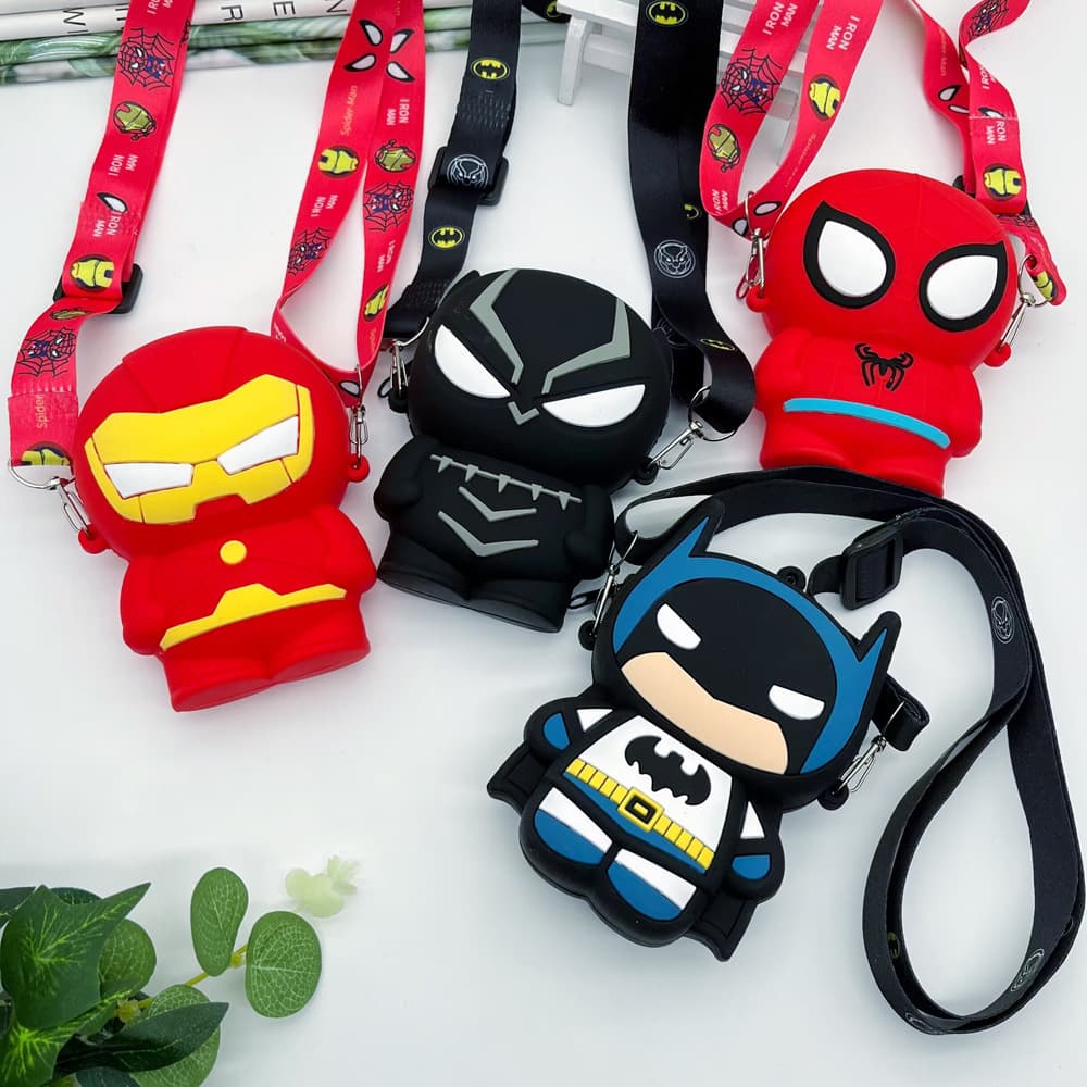 Cross-border Hot-Selling Cartoon Coin Purse Iron Man Kids Silicone Bag Japanese Style Marvel Crossbody Bag Boys Mini Coin Purse