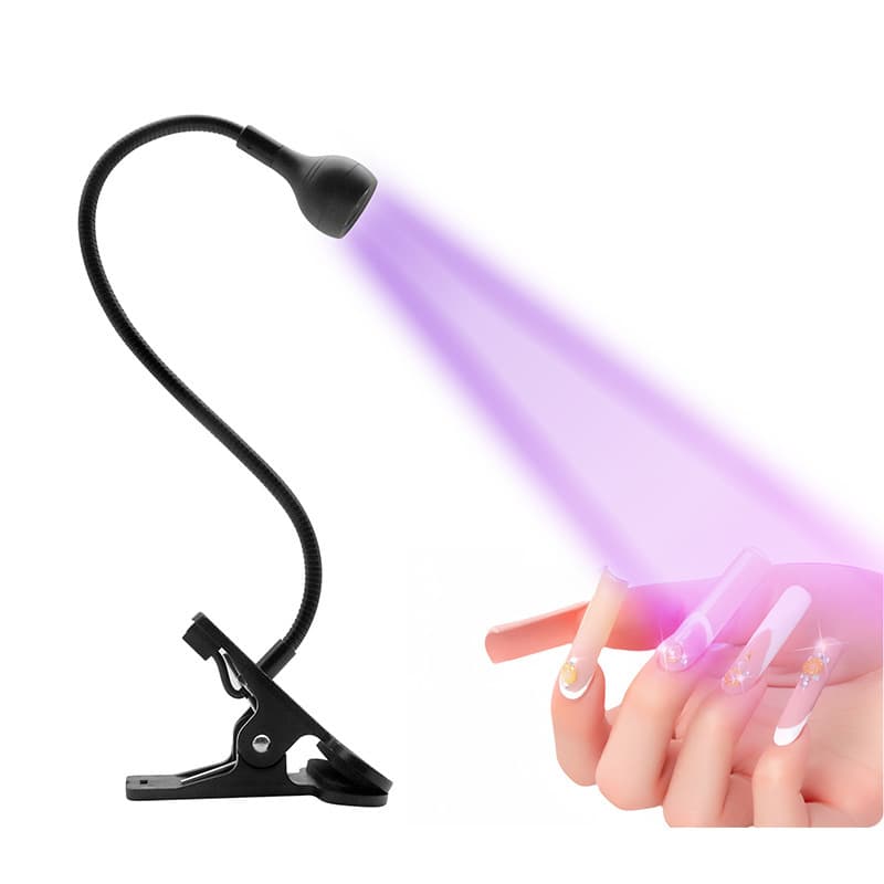 Nail Quick-Dry Lamp, Nail UV Curing Light, Purple Light Therapy Lamp, Gooseneck Clip Nail Lamp