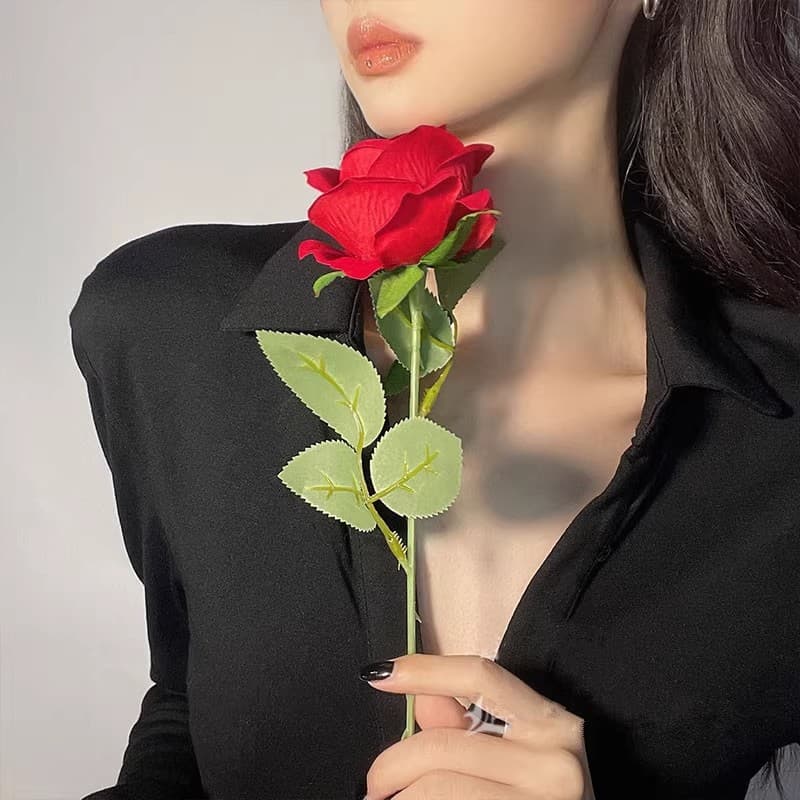 Simulated Velvet Rose Single Stem Artificial Flower Bouquet High-End Home Decoration Table Arrangement Dried Flower Ornament