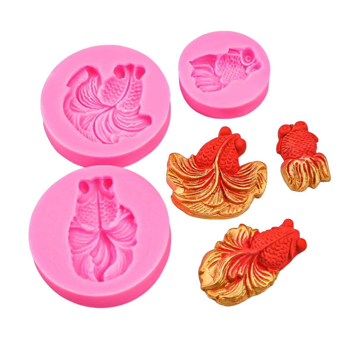 Chinese Style Koi Goldfish Fondant Cake Silicone Mold, Chinese Baking Cake Chocolate Silicone Mold