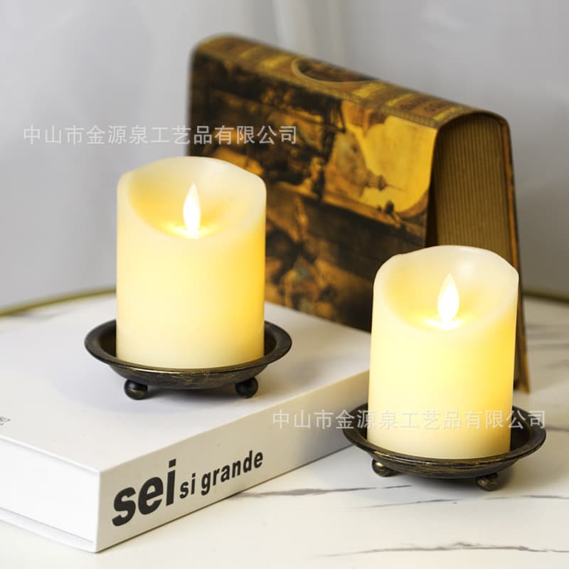 Nordic Vintage Round Aromatherapy Candle Holder Metal Iron Art Small Candlestick Home Decor Candle Tray