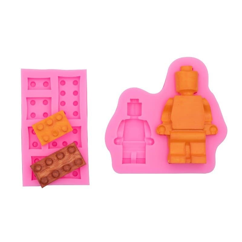 DIY Building Block Robot Silicone Mold Lego Theme Squishy Fondant Cake Decoration Chocolate Drip