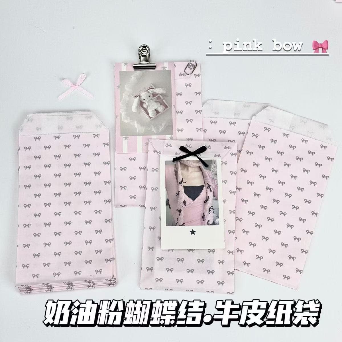 Cream Pink Kraft Paper Bag with Heart Bow Gift Packaging Kraft Paper Bag for Packaging Materials Cultural Creative Wrapping