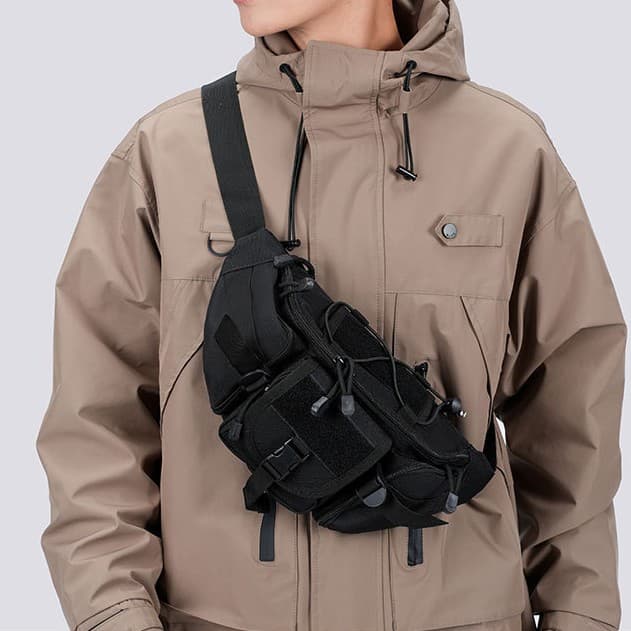 Outdoor multifunctional lure waist bag diagonal workwear functional chest bag men's sports tactical waist bag casual trendy shoulder bag