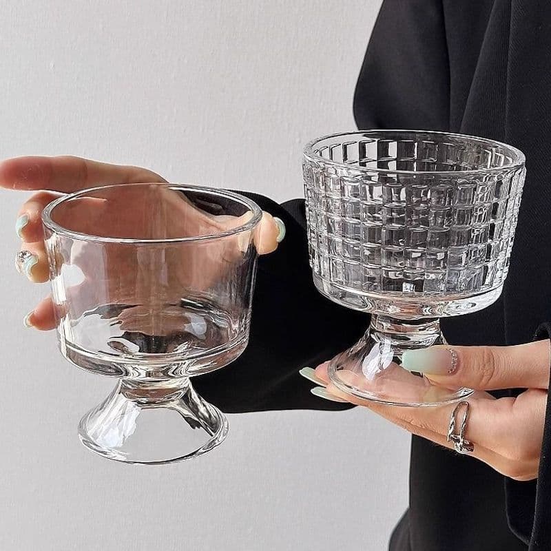 Niche Ins-Style Tall Dessert Glass Cup, High-Appearance Juice Cup, Coffee Cup, Yogurt Ice Cream Cup, Beverage Cup