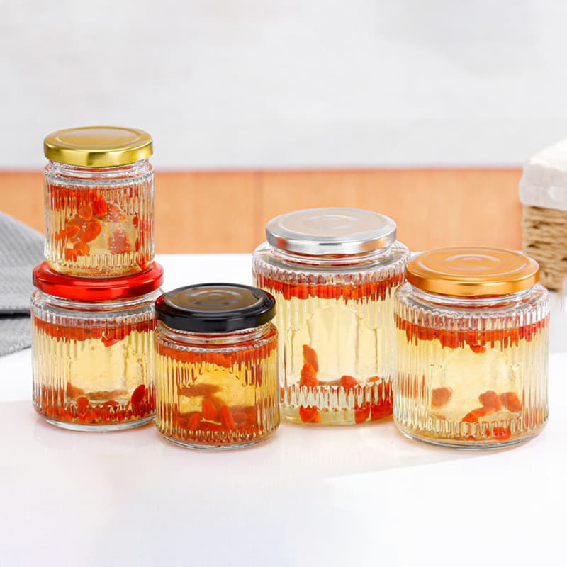 Spot 75ml vertical striped high temperature resistant bird's nest bottle wide mouth stewable fresh stewed bird's nest sealed repackaged glass empty bottle