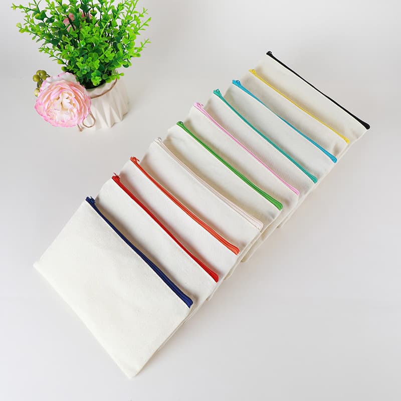 Cross-border Canvas Pencil Case Wholesale Student Zipper Canvas Pencil Pouch Printed Cosmetic Handbag Storage Bag Custom