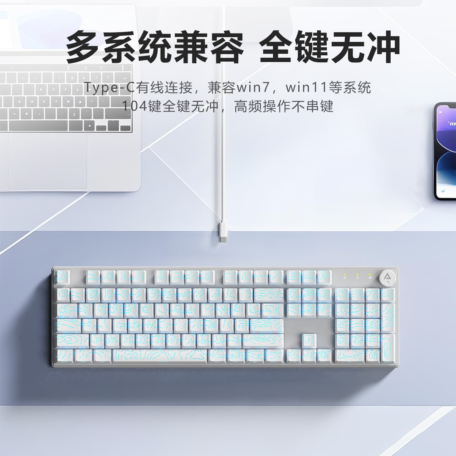 Hot-Swappable True Mechanical Keyboard AMG20 Full Key N-Key Rollover Blue Switch Red Switch Brown Switch Gaming Keyboard with Knob
