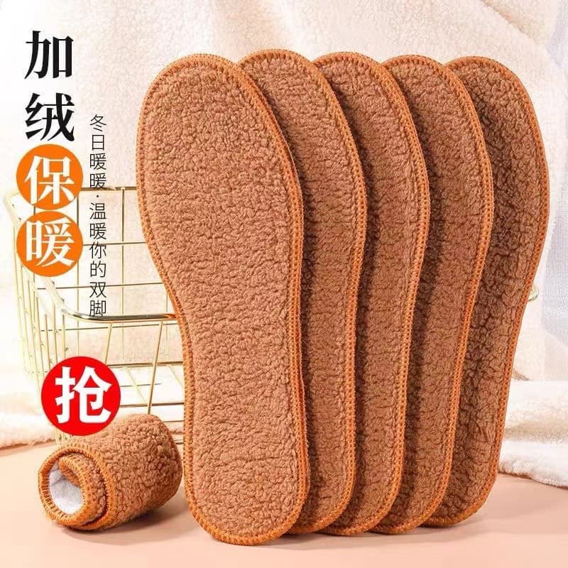 Winter Cotton Insoles Fleece-Lined Thick Cotton-Filled Unisex Lambswool Odor-Resistant Moisture-Wicking Breathable Plush Cold-Proof Warm Insoles