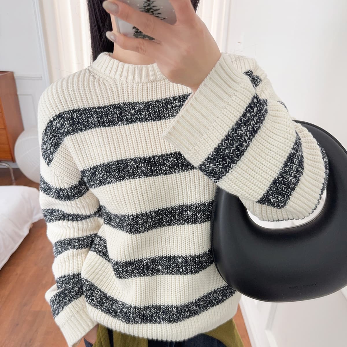 ARK26 Spring New Arrival Cotton Casual Round Neck Striped Knit Sweater Loose Long Sleeve Women's Sweater 1269630001