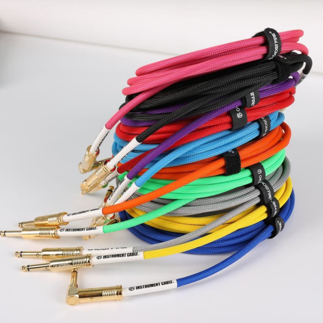 Guitar noise reduction performance cable bass folk universal 6.35mm male to male nylon cable wholesale