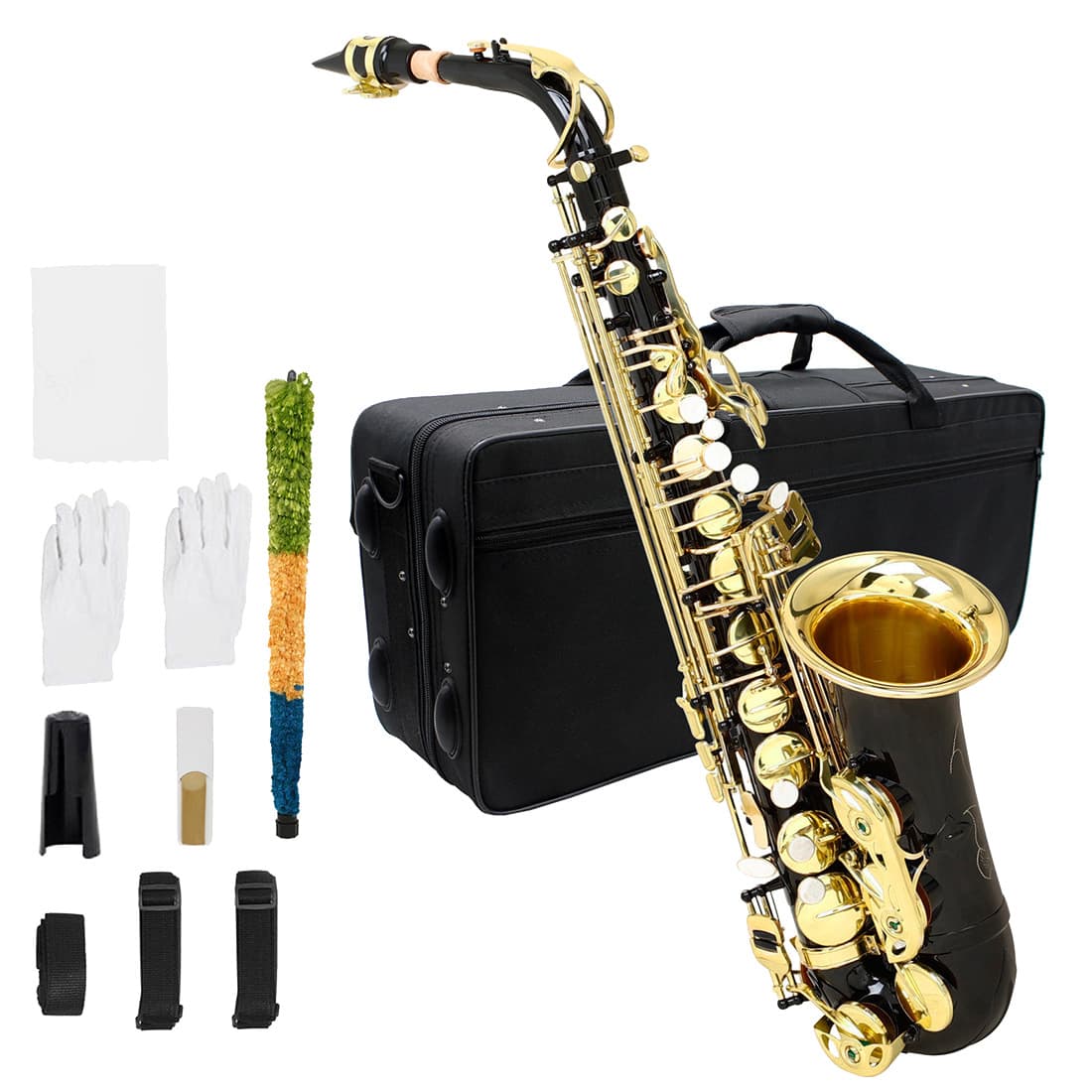 Cross-border wholesale E-flat alto saxophone, black lacquer with gold finish, beginner alto saxophone