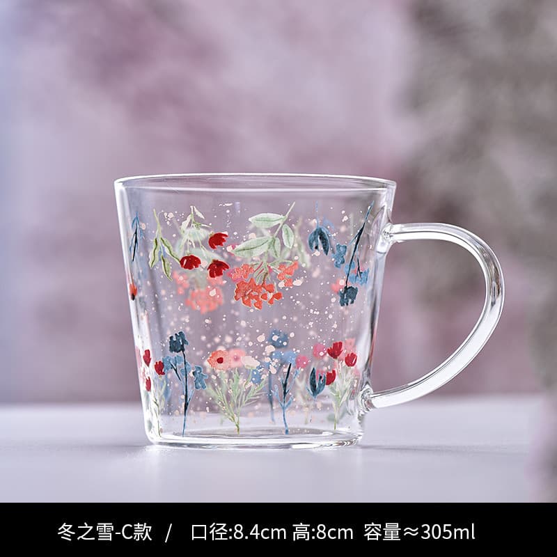 New Creative Home Kettle and Cup Set Fruit Tea Print High Borosilicate Glass Heat-Resistant Water Cup Flower Tea Cold Water Kettle