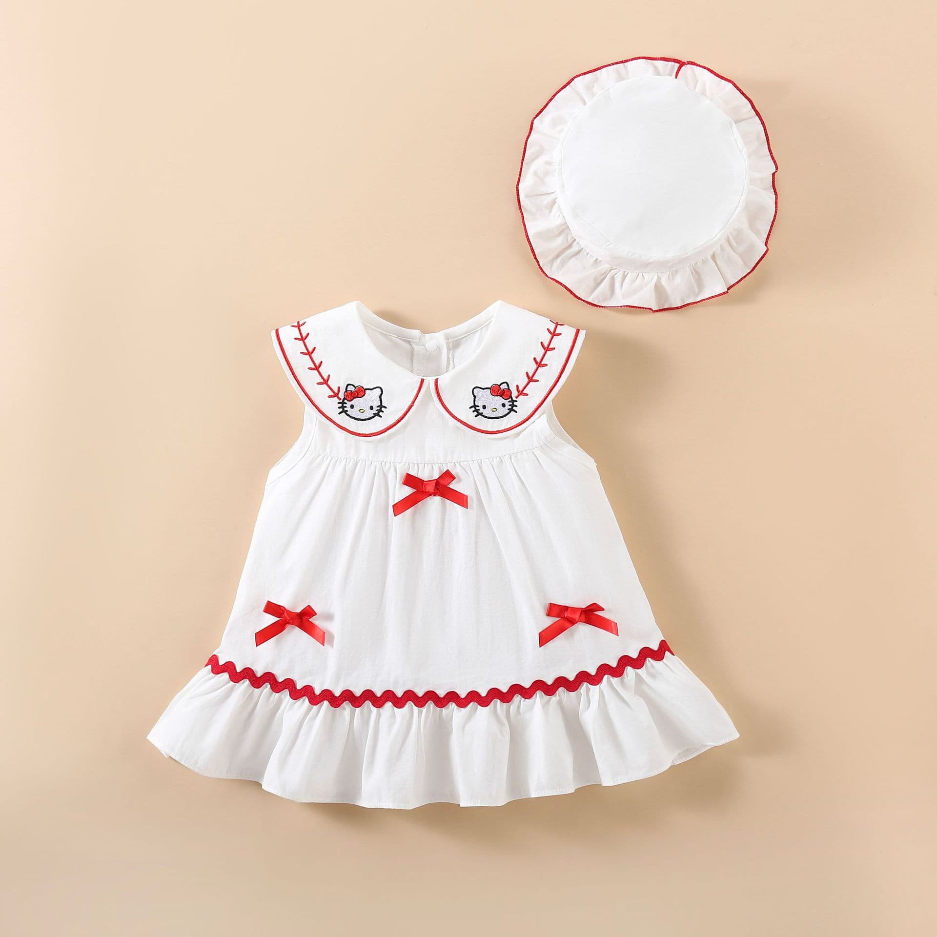 2026 new summer style collar embroidered small flower dress girls sleeveless blue lace collar small skirt princess dress