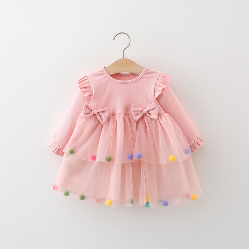 Girl's Dress 2024 Autumn New Fashionable Bag Gauze Skirt Long Sleeve Sweet Princess Dress Huzhou Foreign Trade Trendy
