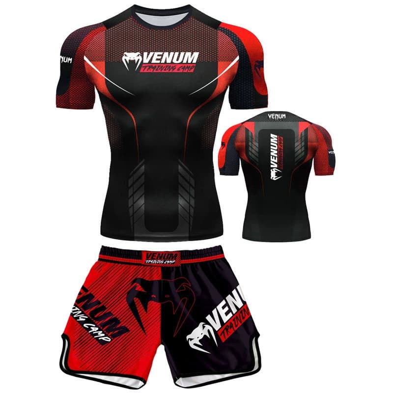 Summer Men's Venom Series Printed Sanda Training Suit Quick-Dry Fighting Boxing Fitness Short Set