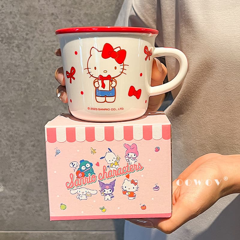Sanrio Hello Kitty Collaboration Mug New High Appearance Children's Milk Cup Home Ceramic Cup Birthday Gift