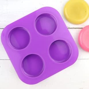 Dubi 4-Cavity Round Handmade Aromatherapy Soap Mold Silicone Cake Mold DIY Baking Round Plaster Tool