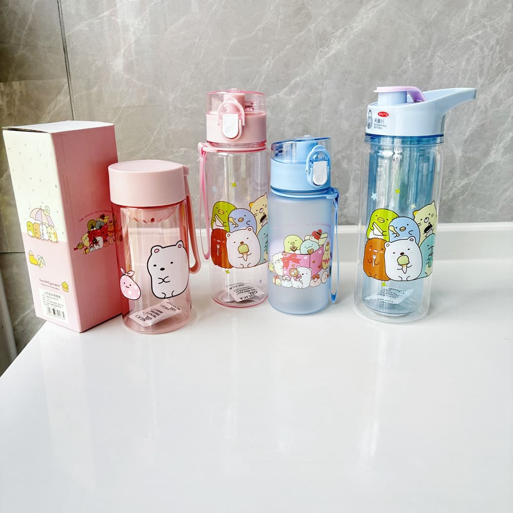 High-Quality Japanese-Style Cartoon Plastic Children's Water Bottle, Durable, Drop-Resistant, Straight-Drink Bottle for Elementary School Students, Wholesale