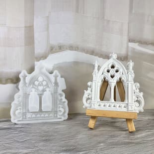 X1749 Gothic Window Ornament Decorative Cement Plaster Mold DIY Silicone Mold