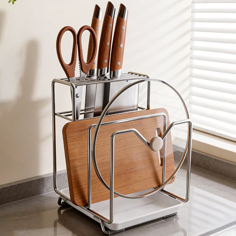 Knife holder rack new kitchen dedicated household 304 stainless steel knife cutting board integrated kitchen knife cutting board storage
