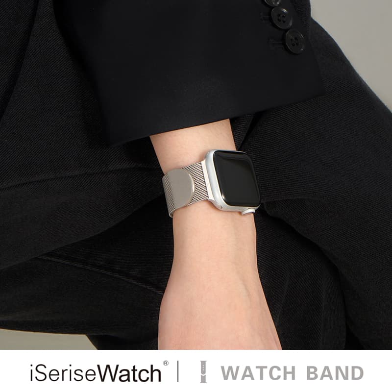 Suitable for iwatch10 watch strap Apple watch s9 generation se/8 metal Milanese strap magnetic breathable girls