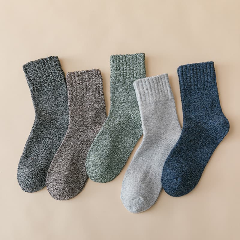 Men's Mid-Calf Socks, Thickened Warm Autumn/Winter Winter Style Plied Yarn Thick Versatile Thickened Retro Chunky Knit Socks
