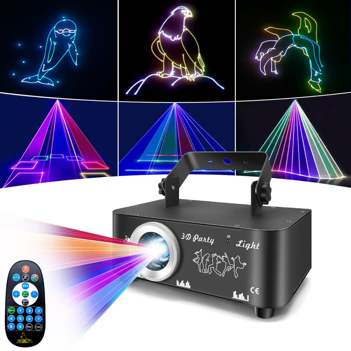 3D Full-Color Animated Laser Light Cartoon Strobe Disco KTV Bar Stage Atmosphere Lighting