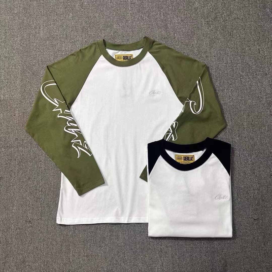 Cross-border foreign trade Corteiz Alcatraz American loose men's long-sleeved color-blocked raglan sweatshirt high street casual trend