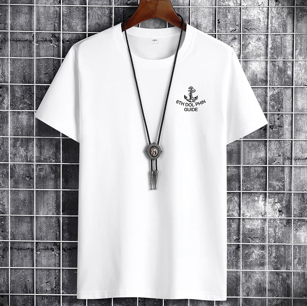 Men's Short Sleeve T-Shirt Inner Layering Loose Fit Summer Trendy Solid White Half Sleeve Tee Plus Size Men's Clothing 6083