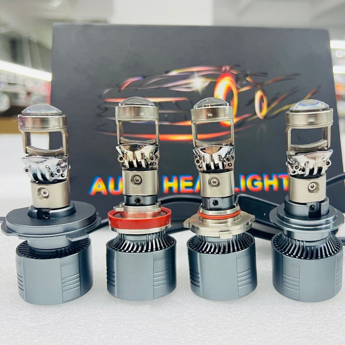 Cross-border hot selling car lens led headlight fish eye light bifocal lens h4h7h11 far and near integrated modified car light