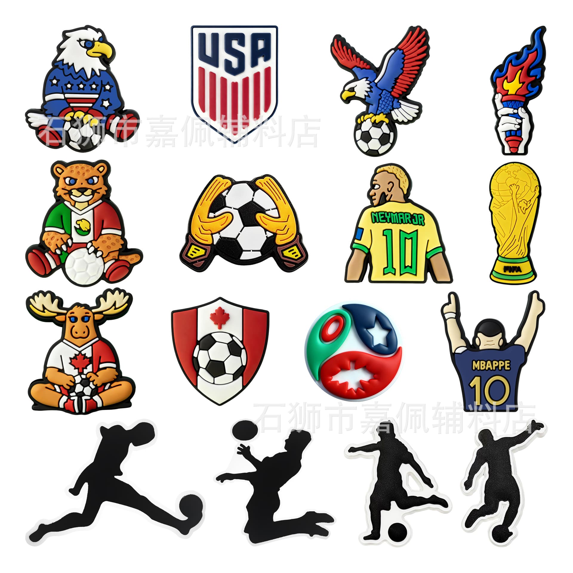 New 2026 World Cup Shoe Charms Croc DIY Accessories Cartoon PVC Soft Rubber Shoe Buckle Pendants Cross-Border Wholesale