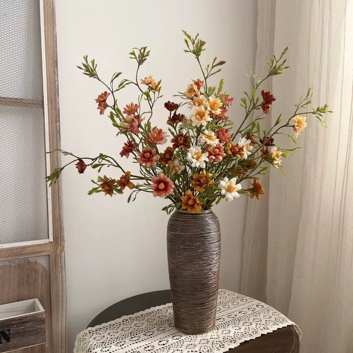 Autumn Wild Chrysanthemum French Dining Table Artificial Flower Ornament Bouquet Living Room Decoration Ornament Autumn Daisy Vintage Bouquet