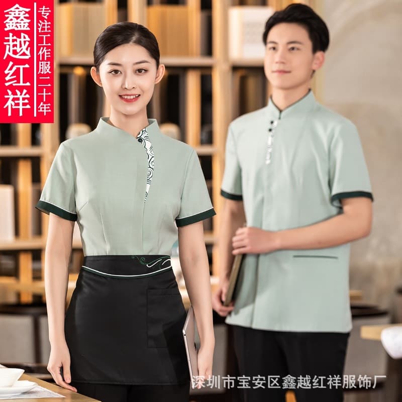 Restaurant Server Uniform Women Short Sleeve Summer Chinese Restaurant Hotel Hotpot Specialty Clothing Short Sleeve Women