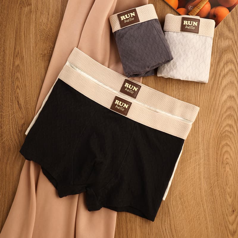 New Men's Boxer Briefs Cotton Solid Color Breathable Stretch Comfortable Sports Youth Mid-Rise Fashion Shorts