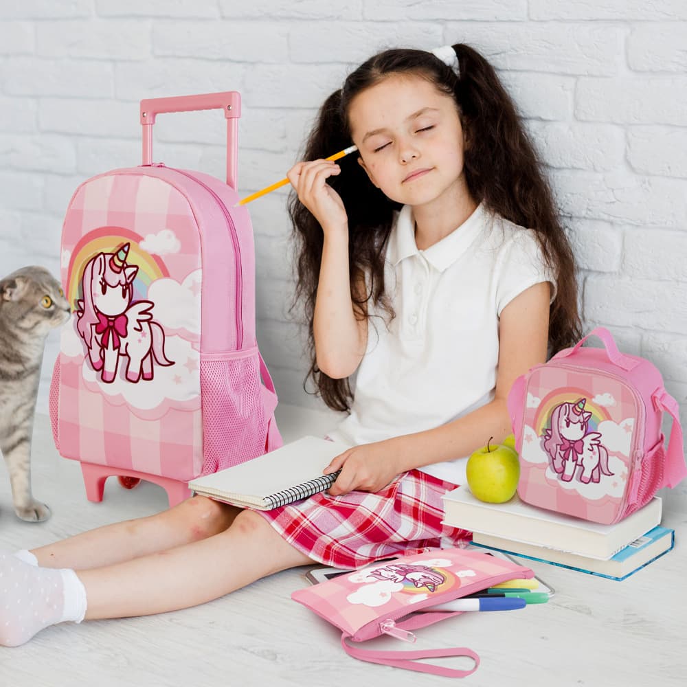 2024 New Trolley Backpack Set of 3 for Elementary Students, Boys and Girls, Large Capacity Fashion Backpack, Best Seller